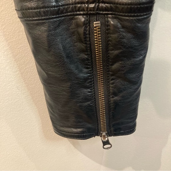 FREE PEOPLE Sz S Vegan Quilted Shoulder & Lining Zipper Snap Closure Moto Jacket - Picture 10 of 16